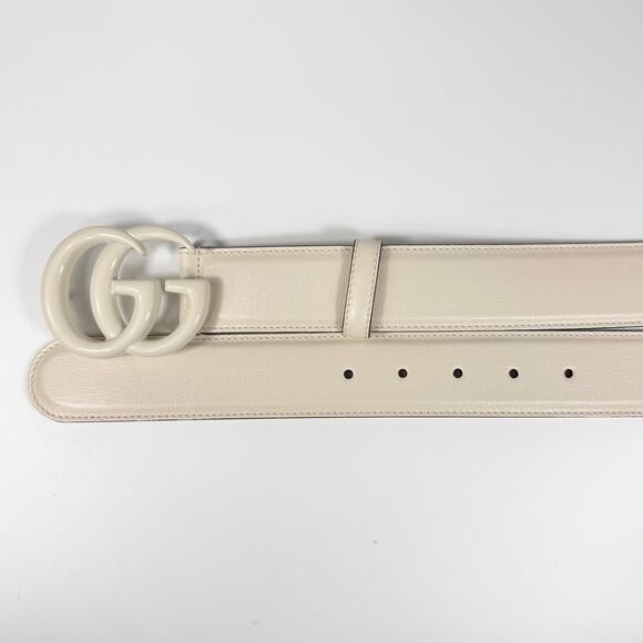 Gucci Enamel GG Marmont Monochrome Leather Belt 100 40 - Picture 3 of 5